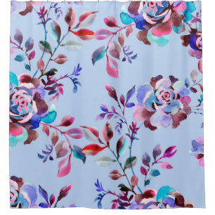 Rideaux De Douche Aquarelle botanique sans couture motif. Main dessi