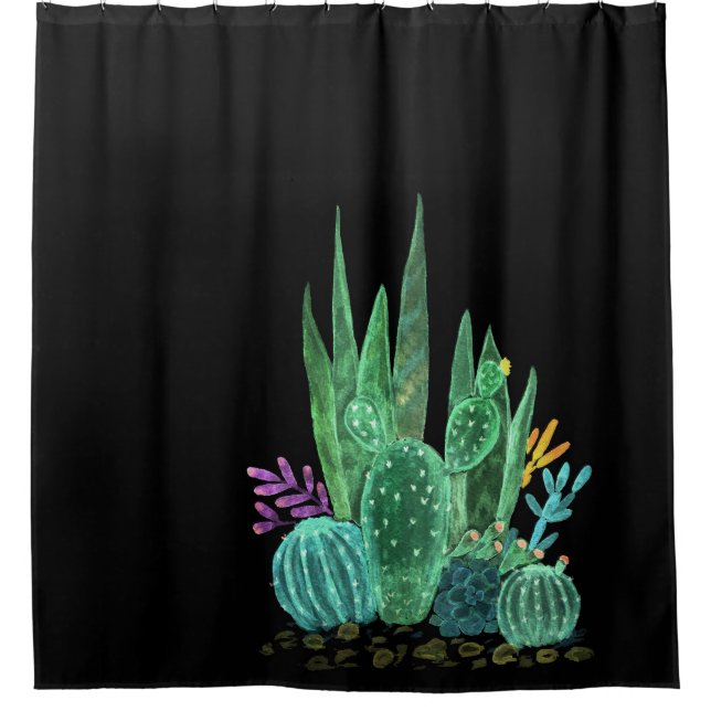 Rideaux De Douche Aquarelle, cactus lancer oreiller (Devant)