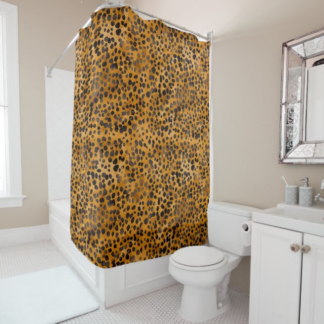 Rideaux De Douche Aquarelle Cheetah Print (En situation)