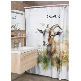 Rideaux De Douche Aquarelle Chèvre de ferme, sur mesure