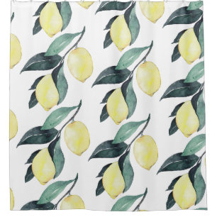 Rideaux De Douche Aquarelle Citrons jaunes Motif sans couture