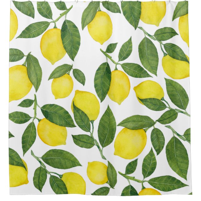 Rideaux De Douche Aquarelle Citrons : Motif de fruits d'été (Devant)