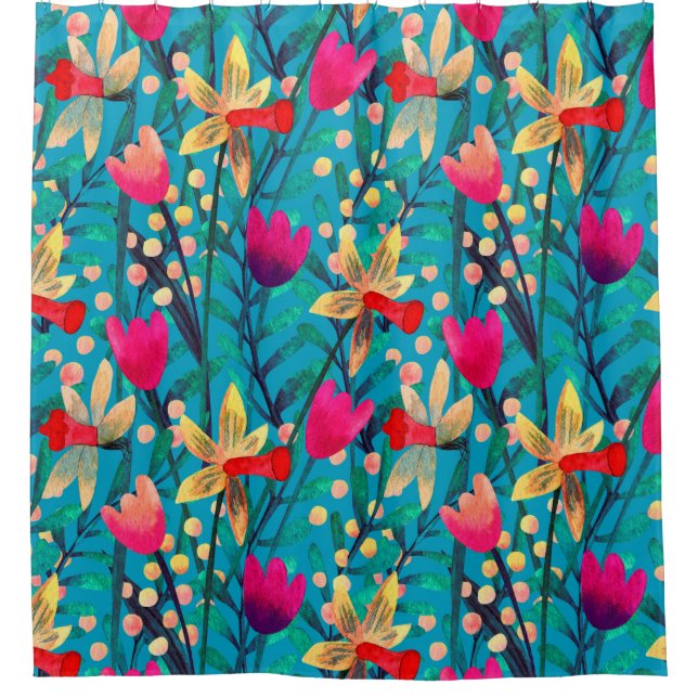 Rideaux De Douche Aquarelle claire et transparente motif avec belle  (Devant)