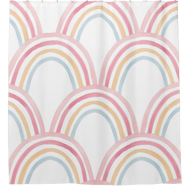 Rideaux De Douche Aquarelle colorée Arc-en-ciel Illustration transpa (Devant)