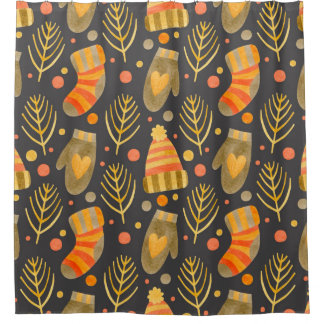 Rideaux De Douche Aquarelle couleur douce motif nouvelle année, joye