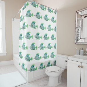 Rideaux De Douche Aquarelle d'animal marin artistique Poisson tropic