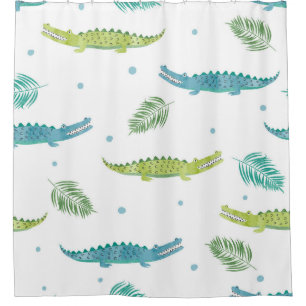 Rideaux De Douche Aquarelle de crocodile : Motif Vintage d'alligator