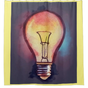Rideaux De Douche Aquarelle de l'ampoule légère peinture, ampoule