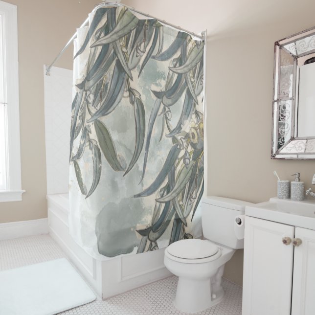 Rideaux De Douche Aquarelle Eucalyptus Verdure Feuille (En situation)