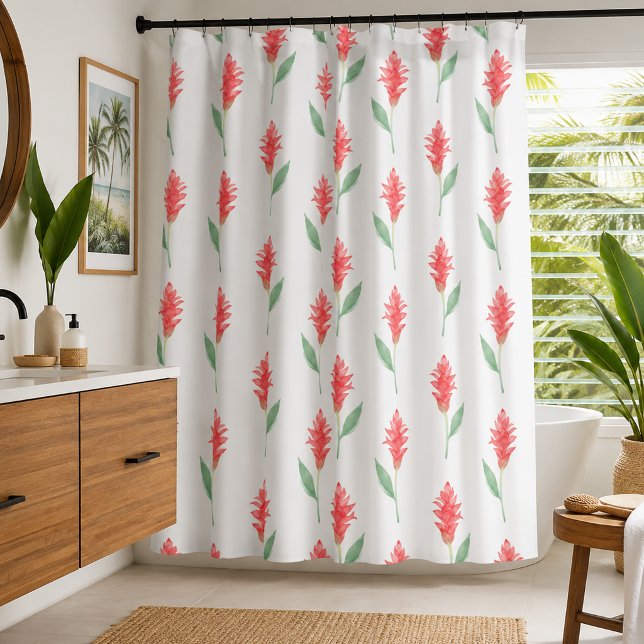Rideaux De Douche Aquarelle gingembre rouge moderne  (Créateur téléchargé)