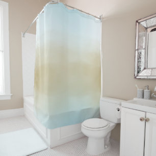 Rideaux De Douche Aquarelle Gold Sky Blue Ombre