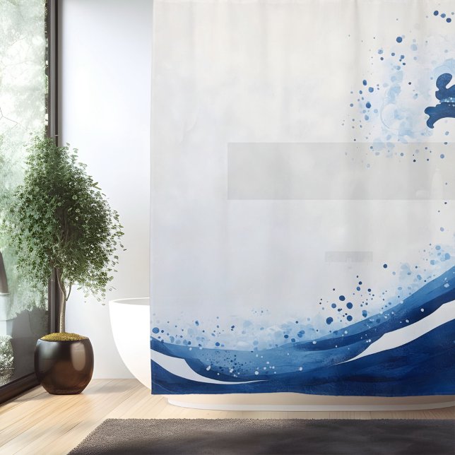 Rideaux De Douche Aquarelle Great Wave Style japonais (Créateur téléchargé)