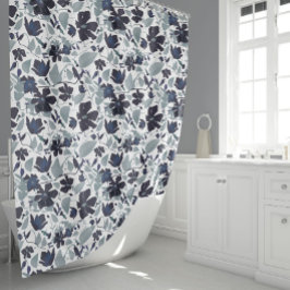 Rideaux De Douche Aquarelle gris marine Clematis motif floral