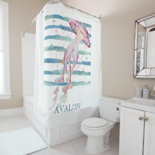 Rideaux De Douche Aquarelle JELLYFISH Beach Côtier AVALON