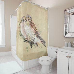 Rideaux De Douche Aquarelle Kestrel Falcon Oiseau Art de la faune