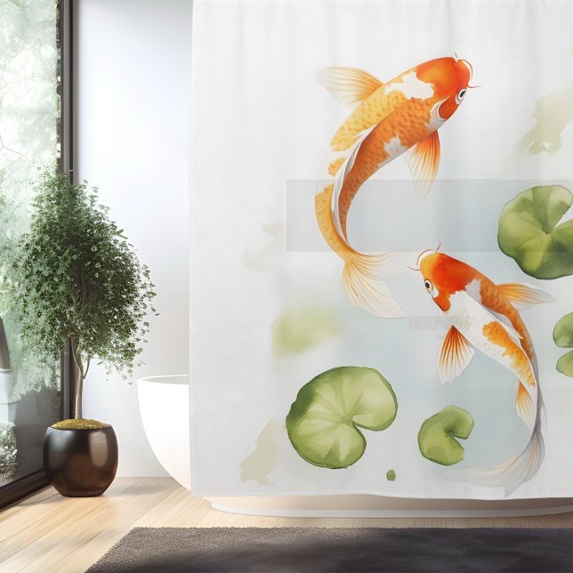 Rideaux De Douche Aquarelle Koi Pond Serenity Style japonais (Créateur téléchargé)
