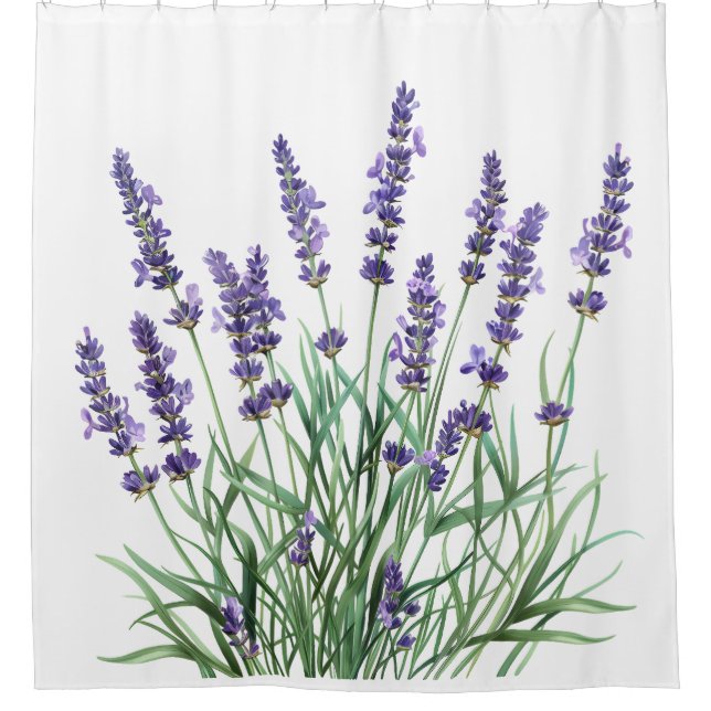 Rideaux De Douche Aquarelle Lavande Fleur de jardin (Devant)