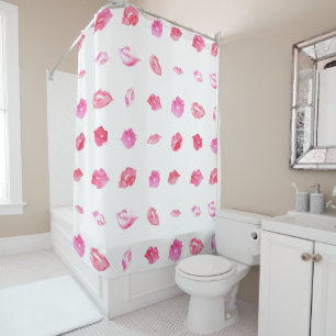 Rideaux De Douche Aquarelle Lèvres Roses. Chic motif, Design tendanc
