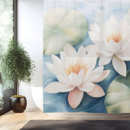 Rideaux De Douche Aquarelle Lotus Blossom Dreamscape Style japonais
