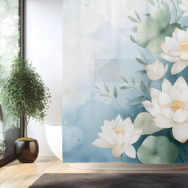 Rideaux De Douche Aquarelle Lotus Blossom Dreamscape Style japonais