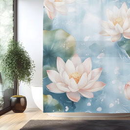 Rideaux De Douche Aquarelle Lotus Blossom Dreamscape Style japonais