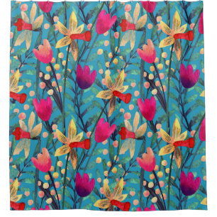 Rideaux De Douche Aquarelle Lumineuse : Design Floral Sans Maille.