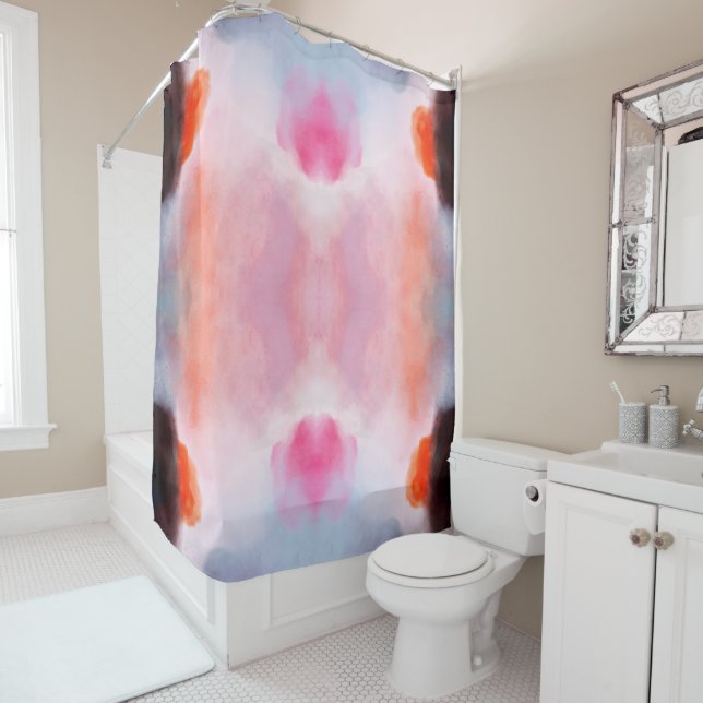Rideaux De Douche Aquarelle moderne foncée Abstraite (En situation)
