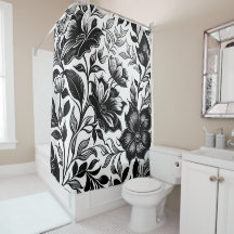 Aquarelle moderne noir blanc pays floral