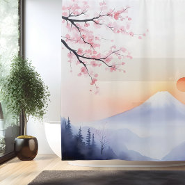 Rideaux De Douche Aquarelle Mont Fuji Dusk Style japonais