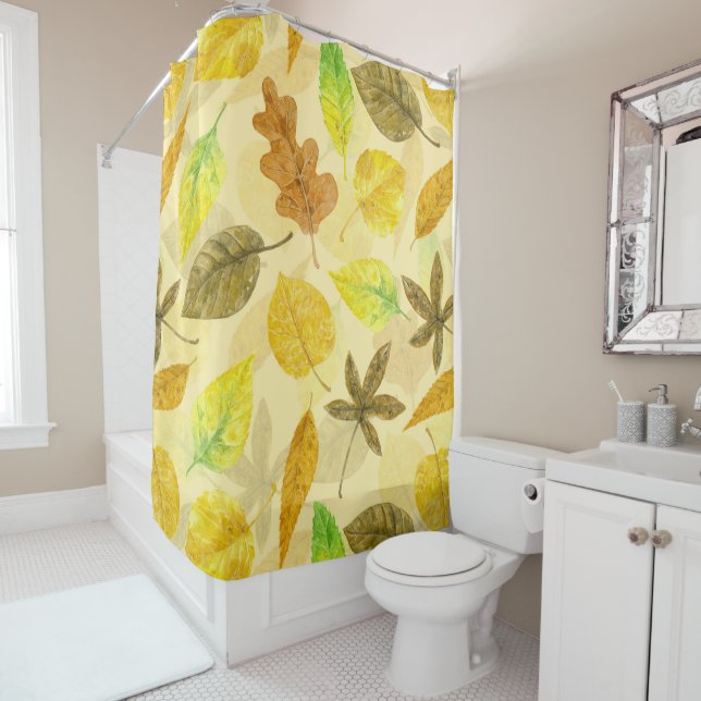 Rideaux De Douche Aquarelle motif d'automne 2 (En situation)
