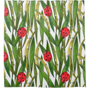 Rideaux De Douche Aquarelle motif transparent avec coccinelle. Contr