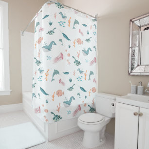Rideaux De Douche Aquarelle Océan Motif d'animaux marins