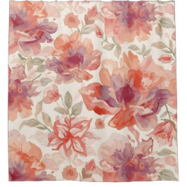 Rideaux De Douche Aquarelle Pastel Fleurs clair Orange