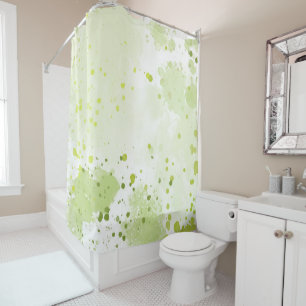 Rideaux De Douche Aquarelle Plaques Vert et Sage