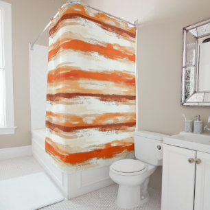 Rideaux De Douche Aquarelle rayée dans les tons café et orange