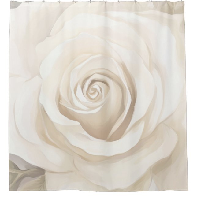 Rideaux De Douche Aquarelle rose blanche fleur abstraite. (Devant)