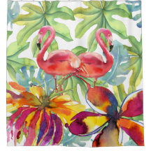 Aquarelle rose Flamant rose tropical