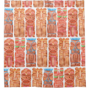Rideaux De Douche Aquarelle tiki hawaii totem sans couture motif