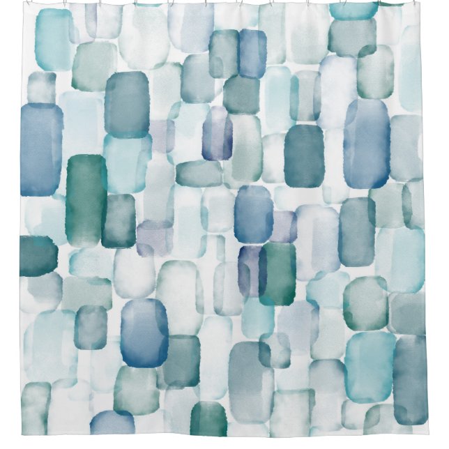 Rideaux De Douche Aquarelle Verre marin (Devant)