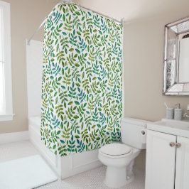 Rideaux De Douche Aquarelle vert motif floral botanique