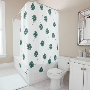 Rideaux De Douche Aquarelle verte à quatre feuilles