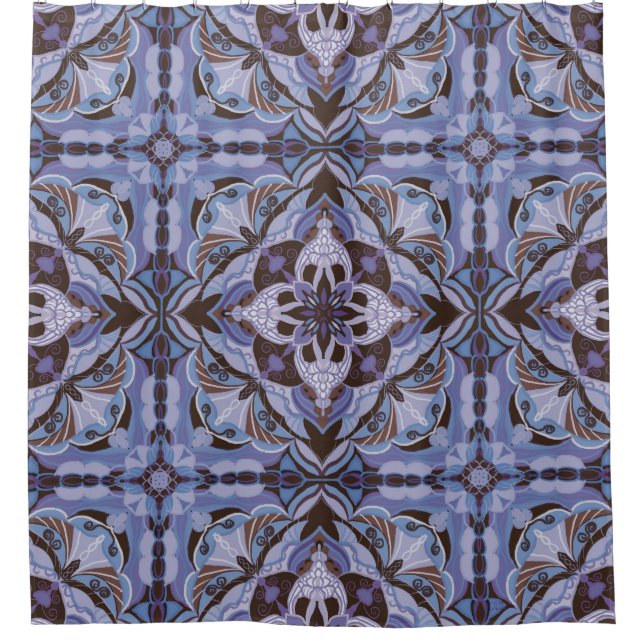 Rideaux De Douche Aquarelle violet Azulejo tuile espagnole (Devant)