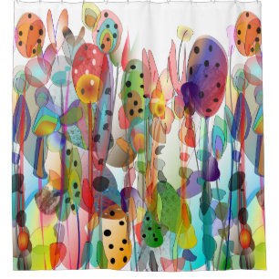 Rideaux De Douche Aquarelle Whimsical Floral Art