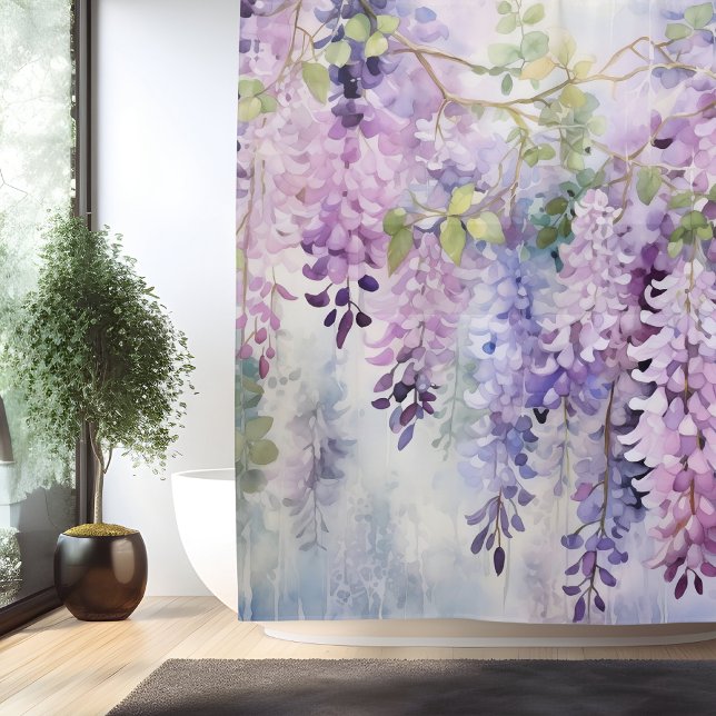 Rideaux De Douche Aquarelle Wisteria Whispers (Créateur téléchargé)