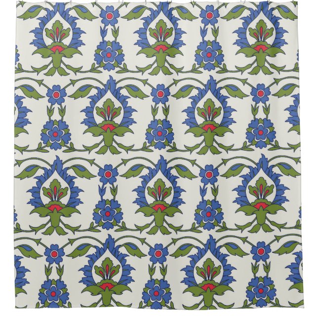 Rideaux De Douche Arabe Traditionnel : Carrelage Iznik sans couture. (Devant)