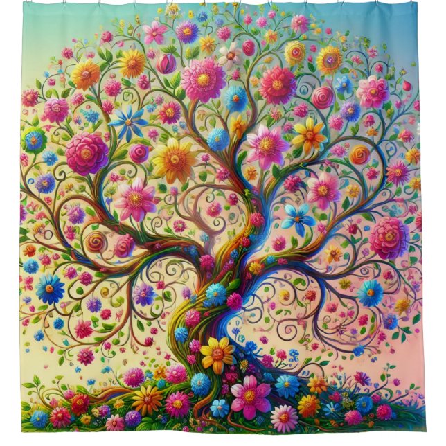 Rideaux De Douche Arbre à fleurs (Devant)