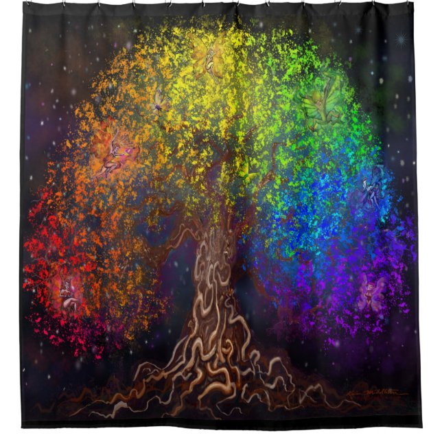 Rideaux De Douche Arbre arc-en-ciel (Devant)