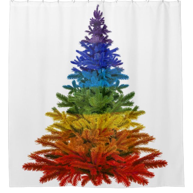 Rideaux De Douche arbre de noël arc-en-ciel (Devant)