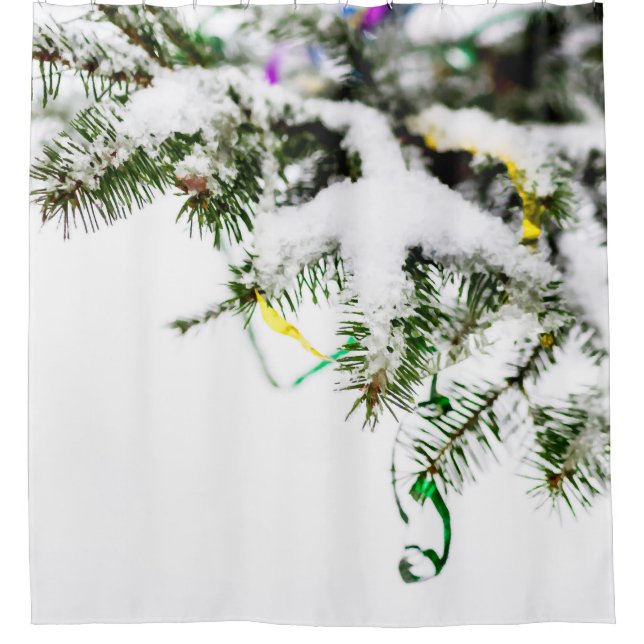 Rideaux De Douche Arbre De Noël En Neige (Devant)