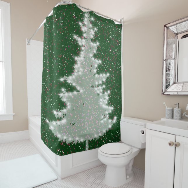 Rideaux De Douche Arbre de Noël ensoleillé d'hiver (En situation)